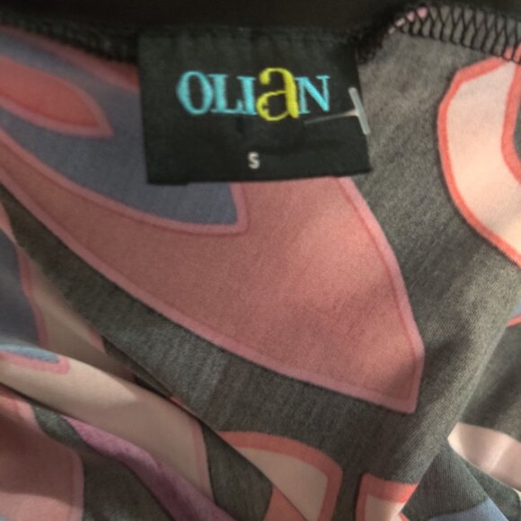 Olian S Floral Print Midi Dress Maternity Long Sleeve Made in USA Retro Colors - Picture 5 of 9